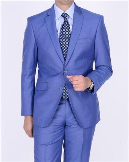 Mens Ice Blue 2 Button Suit