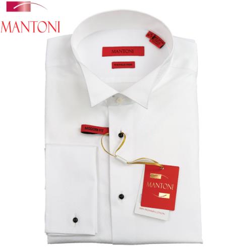 Mens French Cuff Tuxedo Shirts in White
