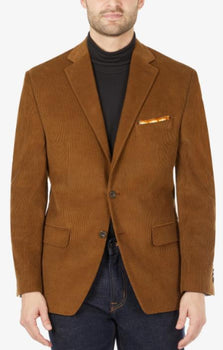 100% Cotton Stretch Men's Modern-Fit Corduroy Brown Blazer
