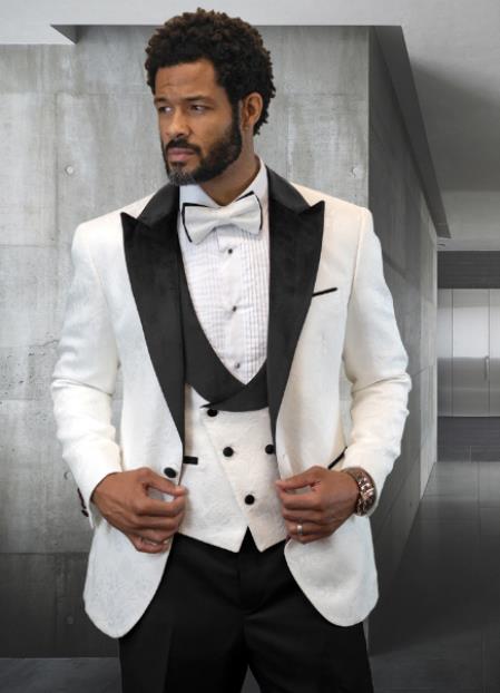 black and white dress suit White & Black Tuxedos and Suits