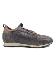 Mens Authentic Genuine Crocodile Horn Back Sneaker - Brown