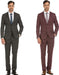 Burgundy Plaid Suit - Burgundy Windowpane Suit - 2 Button Suit