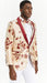Style#-Mens One Button Ivory and Burgundy Tuxedo Blazer