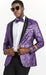Mens One Button Black and Purple Tuxedo Smoking Jacket Blazer