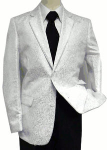 White And Silver Blazer - Paisley Blazer - Floral Sport Coat