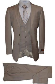 Mens Vested Modern Fit Suits Taupe