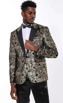 Paisley Blazers - Floral Blazer - Gold Tuxedo Dinner Jacket