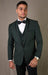 Mens Two Button Shawl Lapel Solid Pattern Suit Hunter Green