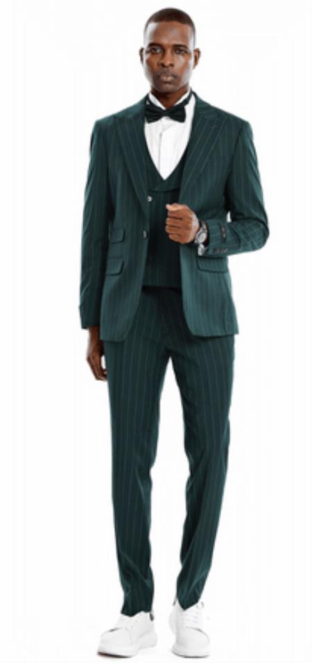 Leisure 2 Pieces Slim Fit Hunter Green Men's Suits Solid Color Lapel Man Suit main image 1