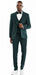 Mens Two Button Peak Lapel Slim Fit Suit Hunter Green
