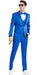 Mens One Button Dot Skinny Fit Fashion Prom Suit Blue