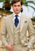 Mens One Button Peak Lapel Suit Ivory