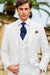 Mens One Button Peak Lapel Suit White