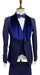 Mens Vested Designer Wide Velvet Wedding Tuxedo in Midnight Blue