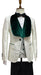 Mens Vested Designer Wide Velvet Wedding Tuxedo in Ivory and Hunter Green