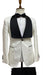 Mens Vested Designer Wide Velvet Wedding Tuxedo in Ivory and Black