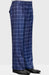 Mens Pant - Wide Leg Plaid Slacks - Indigo - 100% Percent Wool Fabric