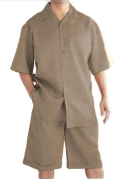 Mens Walking Suits With Shorts + Shorts Oatmeal