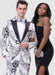 White and Black Tuxedo - Flower Floral Suit - Paisley Suit