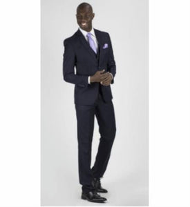 Mens Slim Fit Vested Suit - Slim Fit 3 Pieces Navy Suit