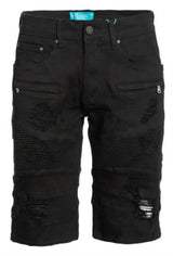 Mens Jet Black Moto Shorts
