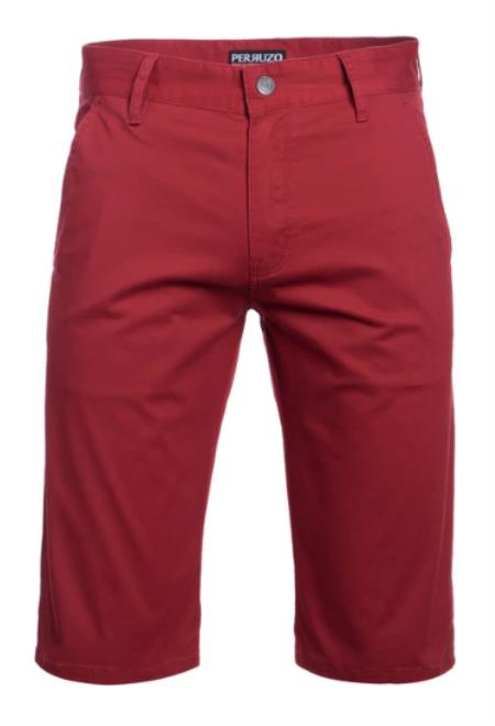 red dress shorts mens IYTR Mens Shorts Classic Casual Business Dress Shorts Solid Color Slim Button Zipper Shorts Red L