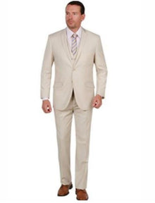 Mens Slim Fit Vested Suit - Slim Fit 3 Pieces Tan Suit