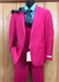 Mens Slim Fit Vested Suit - Slim Fit 3 Pieces Fuchsia Suit