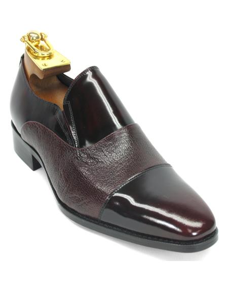 Carrucci Burgundy Deerskin and Calfskin Leather