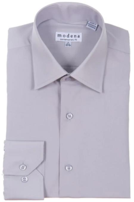 Mens Point Collar Regular Cuff Gray