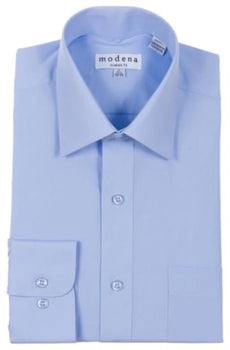 Mens Classic Fit Regular Cuffs Point Collar Blue