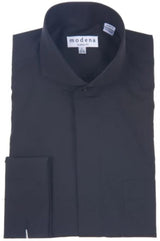 Mens Point Collar French Cuff Black