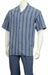 Mens 2pc Walking Suit Short Sleeve Casual Shirt and Pants Set Blue