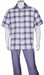 Mens 2pc Walking Suit Short Sleeve Casual Shirt and Pants Set Purple