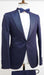 Mens One Button Peak Label Suit Navy Blue