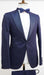 Mens One Button Peak Label Suit Navy Blue