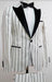 Mens One Button Pinstripe Pattern Suit White and Black