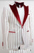 Mens One Button Pinstripe Pattern Suit White and Red