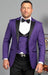 Mens One Button Peak Label Suit Purple