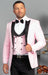 Mens One Button Peak Label Suit Pink - Slim Fit