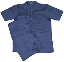 Mens Navy Linen Leisure Suit