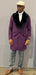 Mens Purple Overcoat With Fur Collar - Purple Topcoat