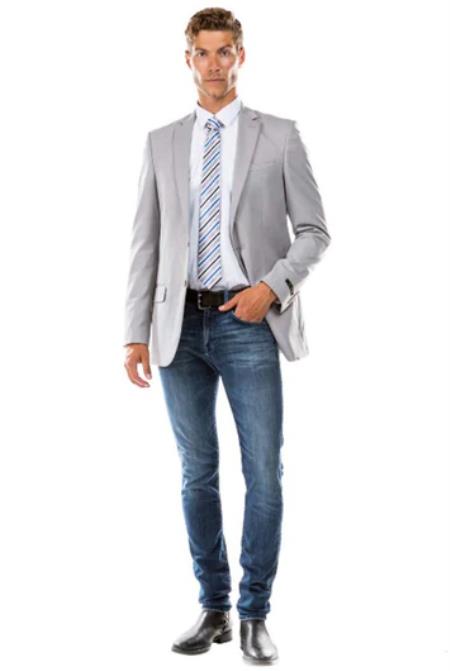 Mens Grey Modern Fit Suits Jacket