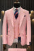 Rossiman Brand Pink Suits - 1 Button Suit Peak Lapel Double Breasted Vest
