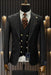 Rossiman Black Suit for Men – Classic 1-Button Peak Lapel Jacket & Double-Breasted Vest