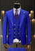 Rossiman Brand Royal Blue Suits - 1 Button Suit Peak Lapel Double Breasted Vest