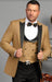 Mens One Button Peak Label Suit Camel