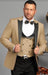 Mens One Button Peak Label Suit Tan