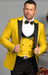 Mens One Button Peak Label Suit Yellow