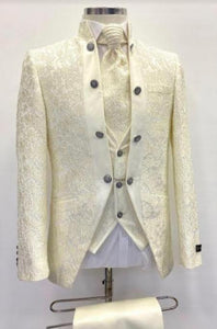 Groom Tuxedo - Wedding Tuxedo - Vested Suit - Uniqe Tux - Ivory - Cream - Off White Suit